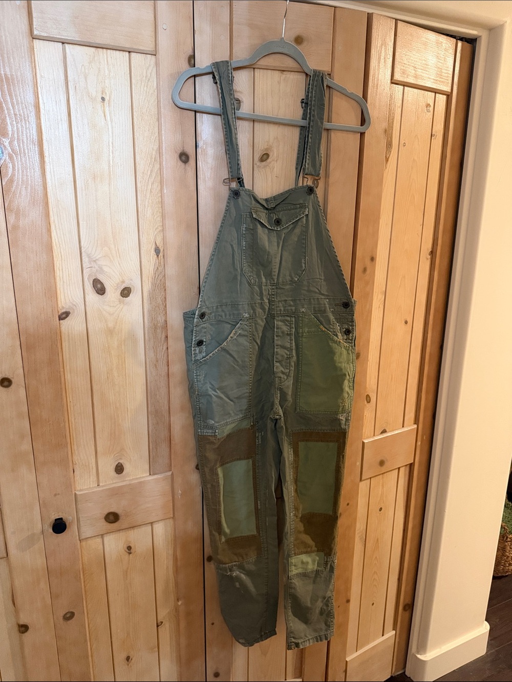 Denim & Supply Ralph Lauren Olive Green Patchwork Overalls